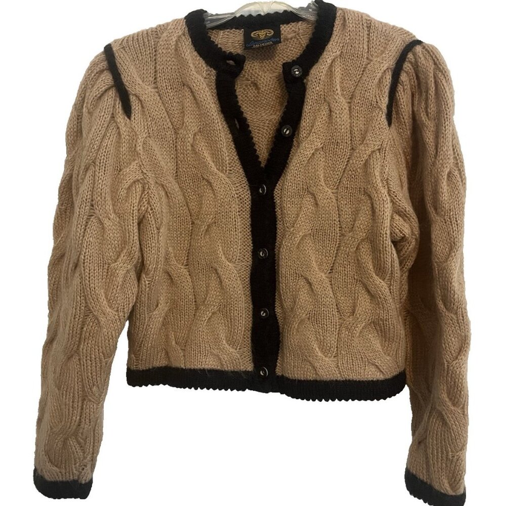 Vtg Lanamoden Salzburg Austria Sweater Button Up Pure Wool Cardigan Size M Brown